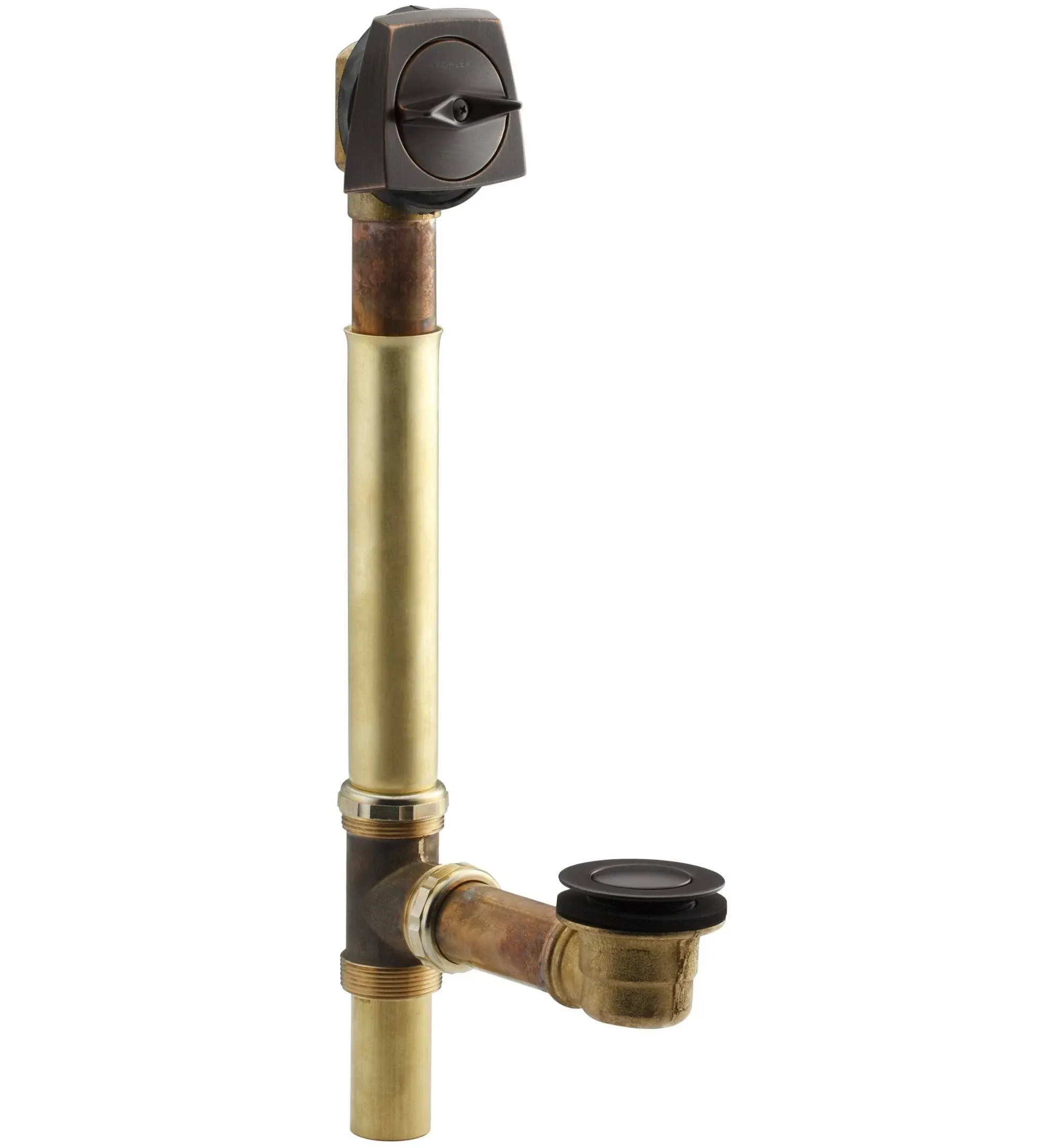 Kohler 7161-AF-2BZ Oil-Rubbed Bronze Cable Drive Drain with Brass Pipe