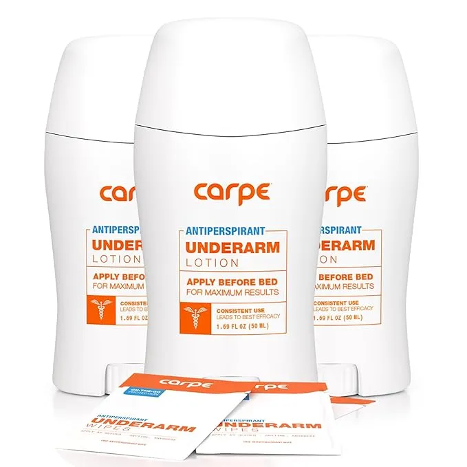 Carpe Underarm Antiperspirant and Deodorant Pack of 3-with 3 Free On-The-Go Wipes!