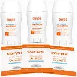 Carpe Underarm Antiperspirant and Deodorant, Pack of 3-with 3 Free On-The-Go Wipes!