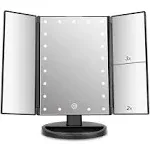 Two Power Supply TabletopTrifol<wbr/>d Lighted Vanity Mirror w/21 LED Lights Touch Scr