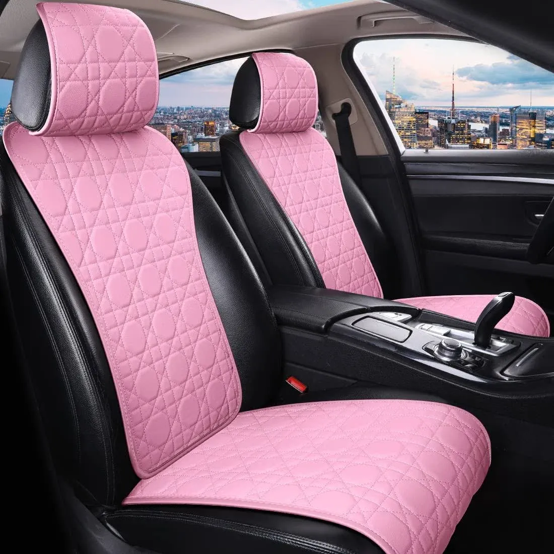 Red Rain Fashion Universal Seat Covers Soft Pink Leather Seat Cover for Cars Auto ...