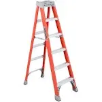 Louisville Ladder 6 Foot Fiberglass Cross Step Ladder With 300 Lb. Capacity, Red