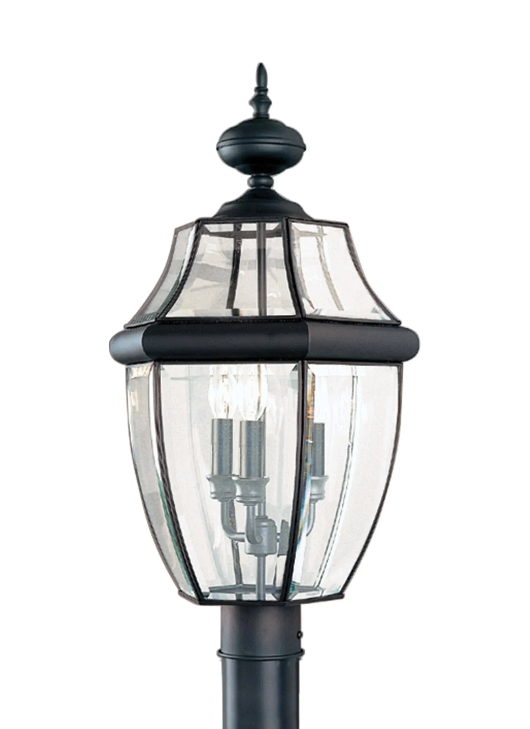 Generation Lighting Lancaster Three Light Outdoor Post Lantern Black