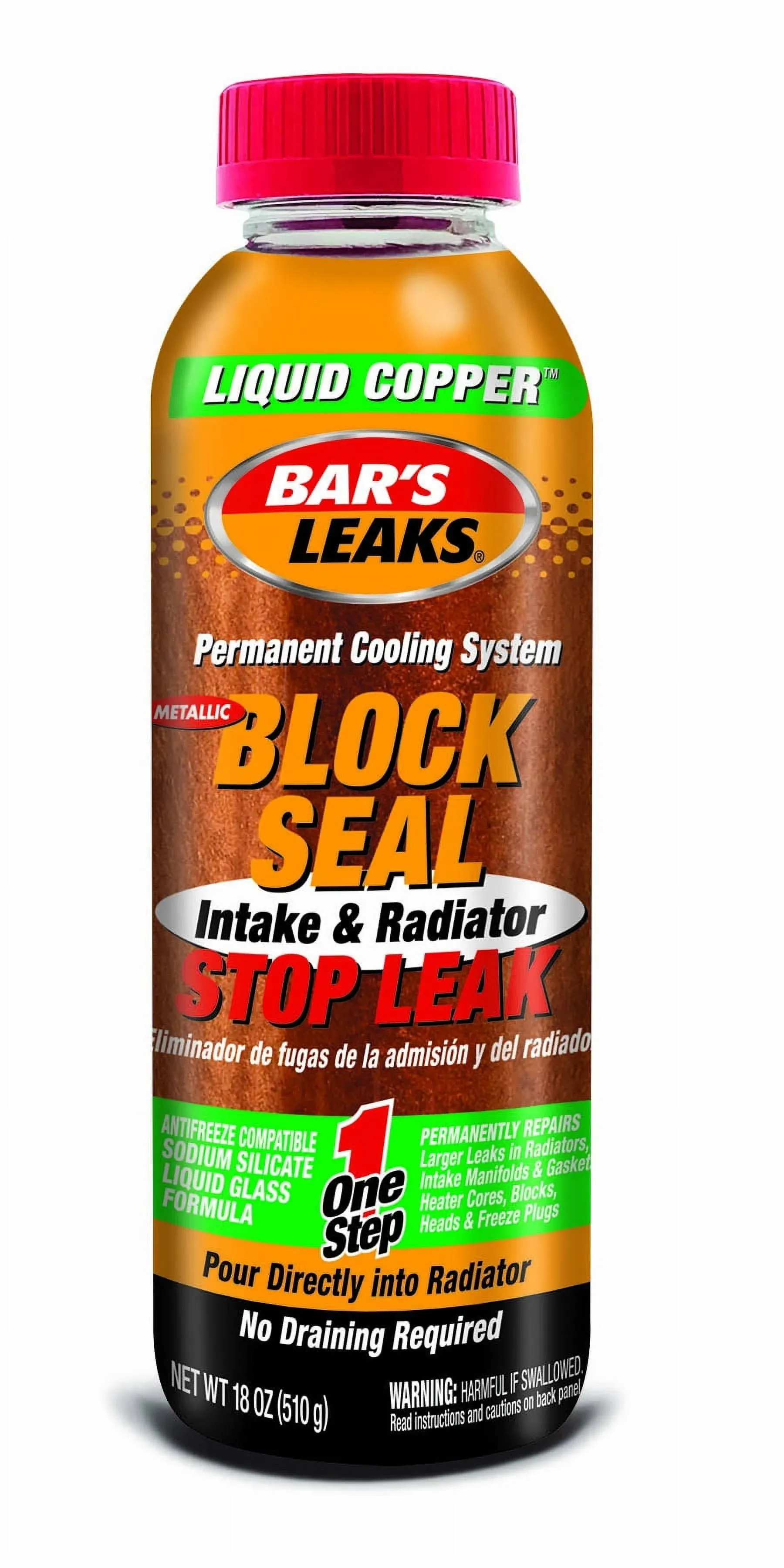 Bar&#039;s Leaks 1109 Block Seal Liquid Copper Intake and Radiator Stop Leak - 18 oz.