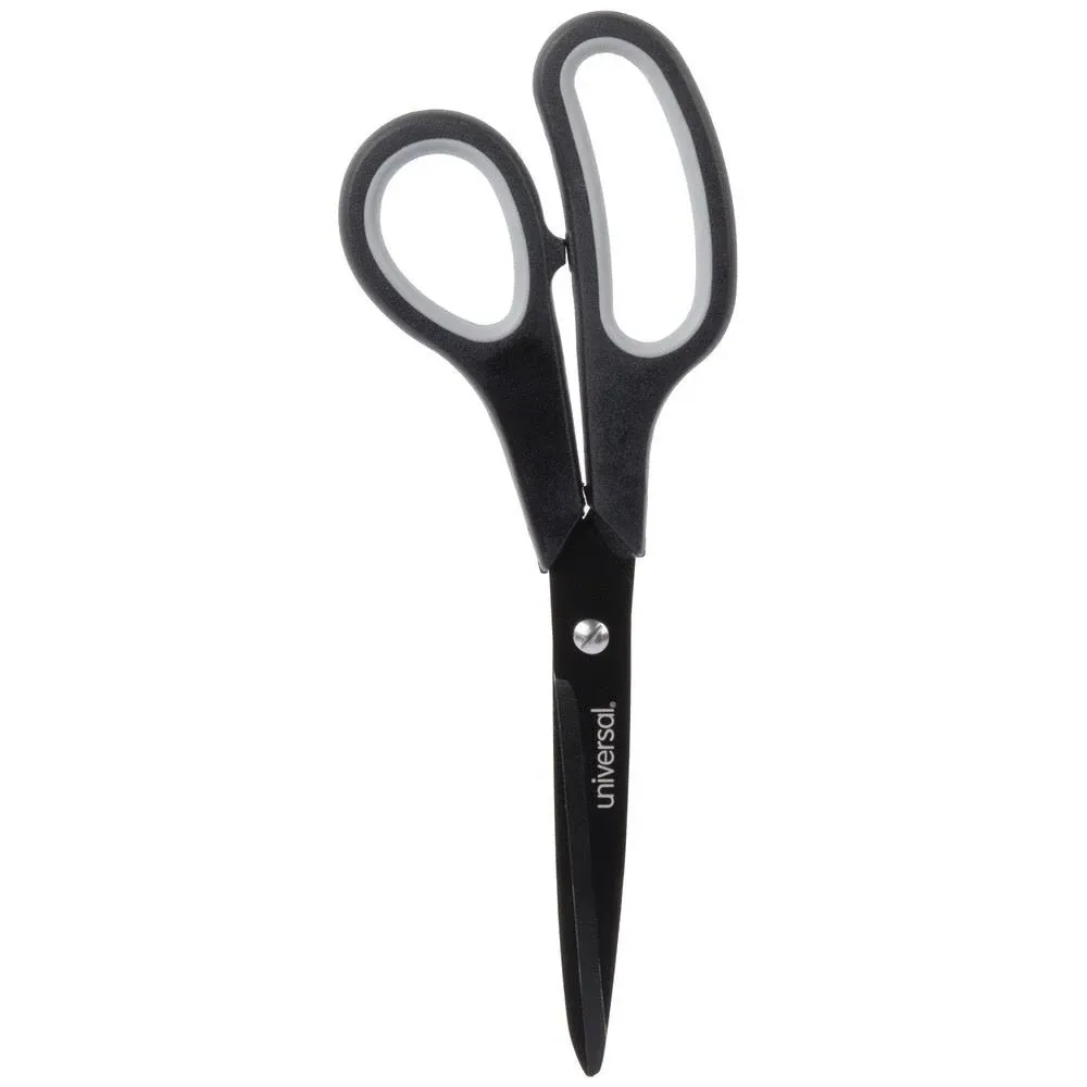 Universal&#174; Industrial Scissors, 8&quot; Length, Straight, Carbon Coated Blades, Black/Gray