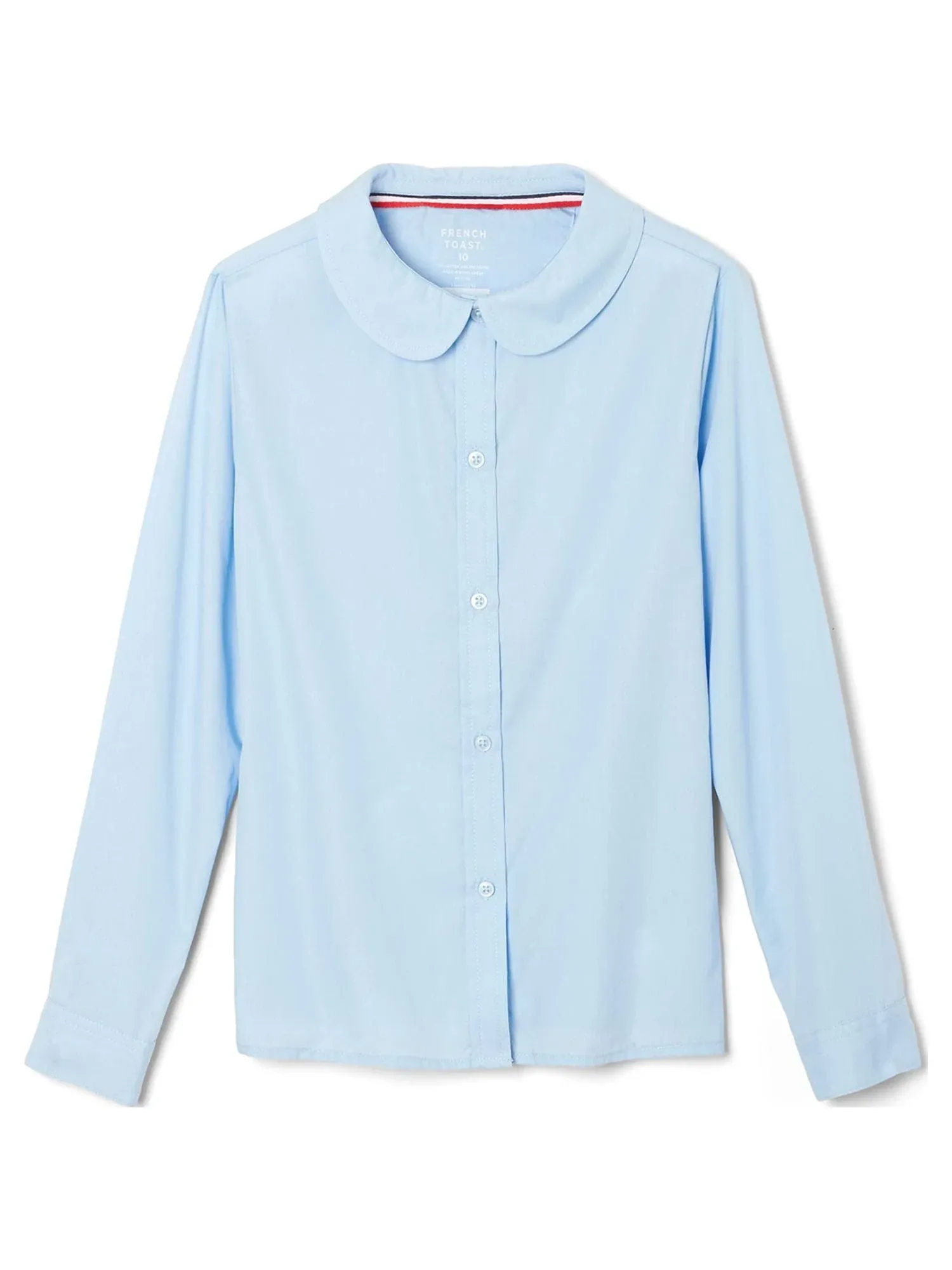 French Toast Girls' Long Sleeve Woven Shirt with Peter Pan Collar (Standard & Plus)