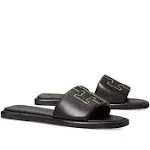 Tory Burch Women's Double T Sport Slide in Perfect Black/Gold, Size 13