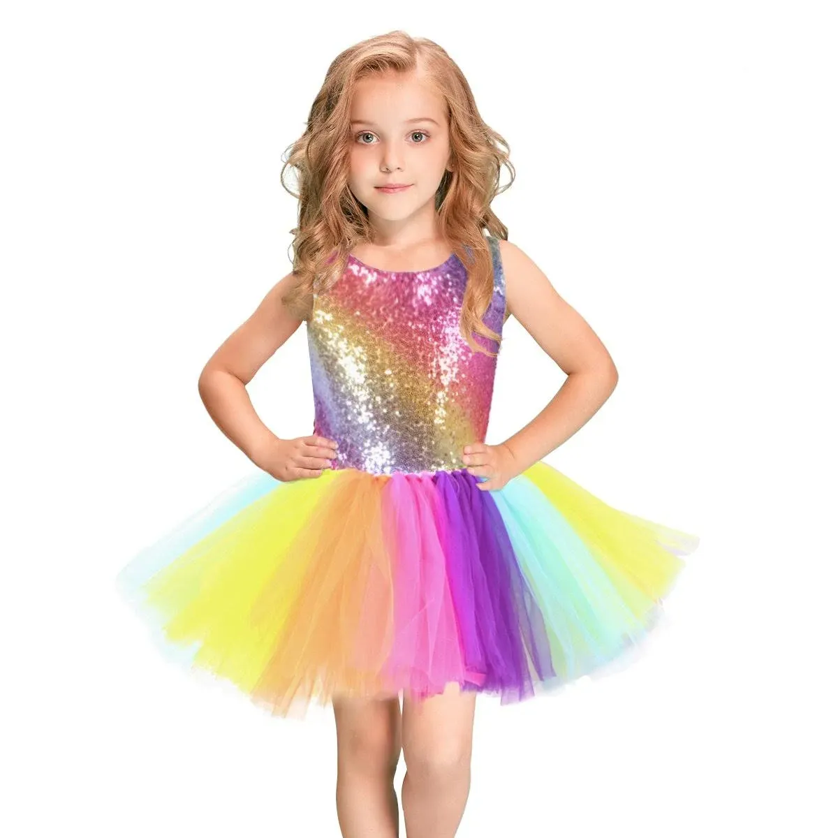 Tao-Ge Rainbow Tutu Dress for Girls Toddler Kids Sparkly Sequin Tulle Party ...