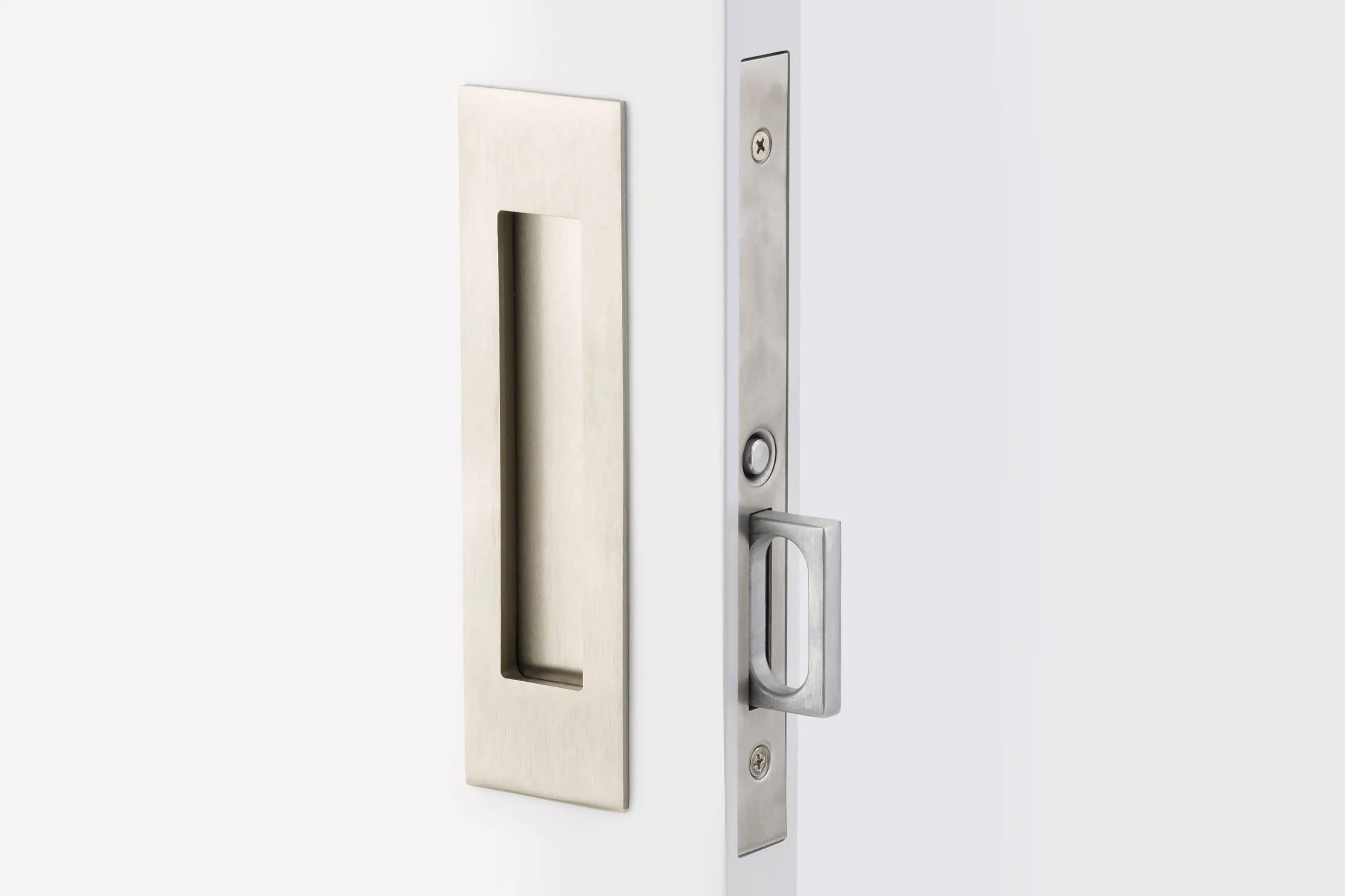 Emtek 2154US15138 Narrow Modern Rectangular Passage Pocket Door Mortise Lock Satin Nickel