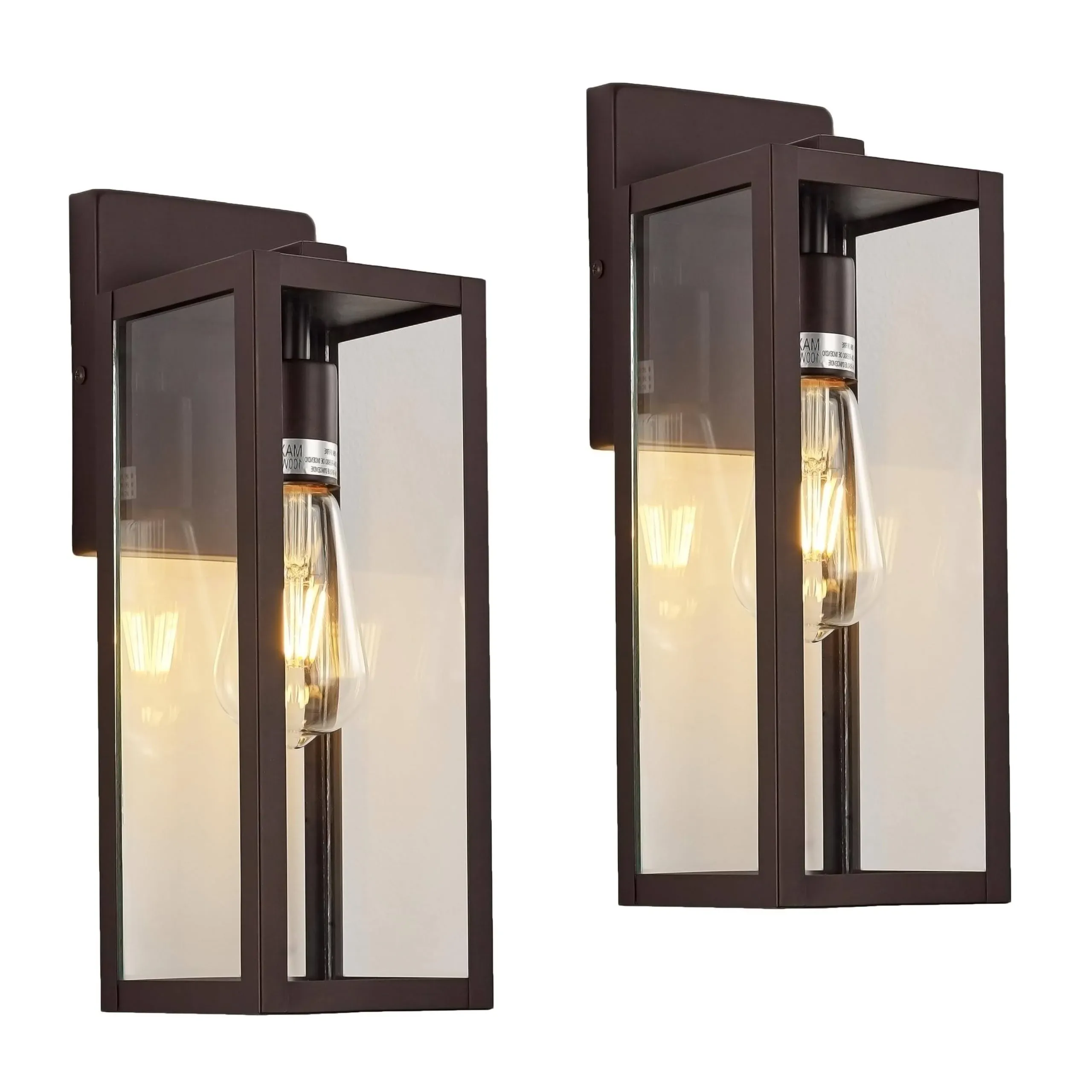 MICSIU 2 Pack 14.25" Oil Rubbed Bronze Outdoor Wall Lantern