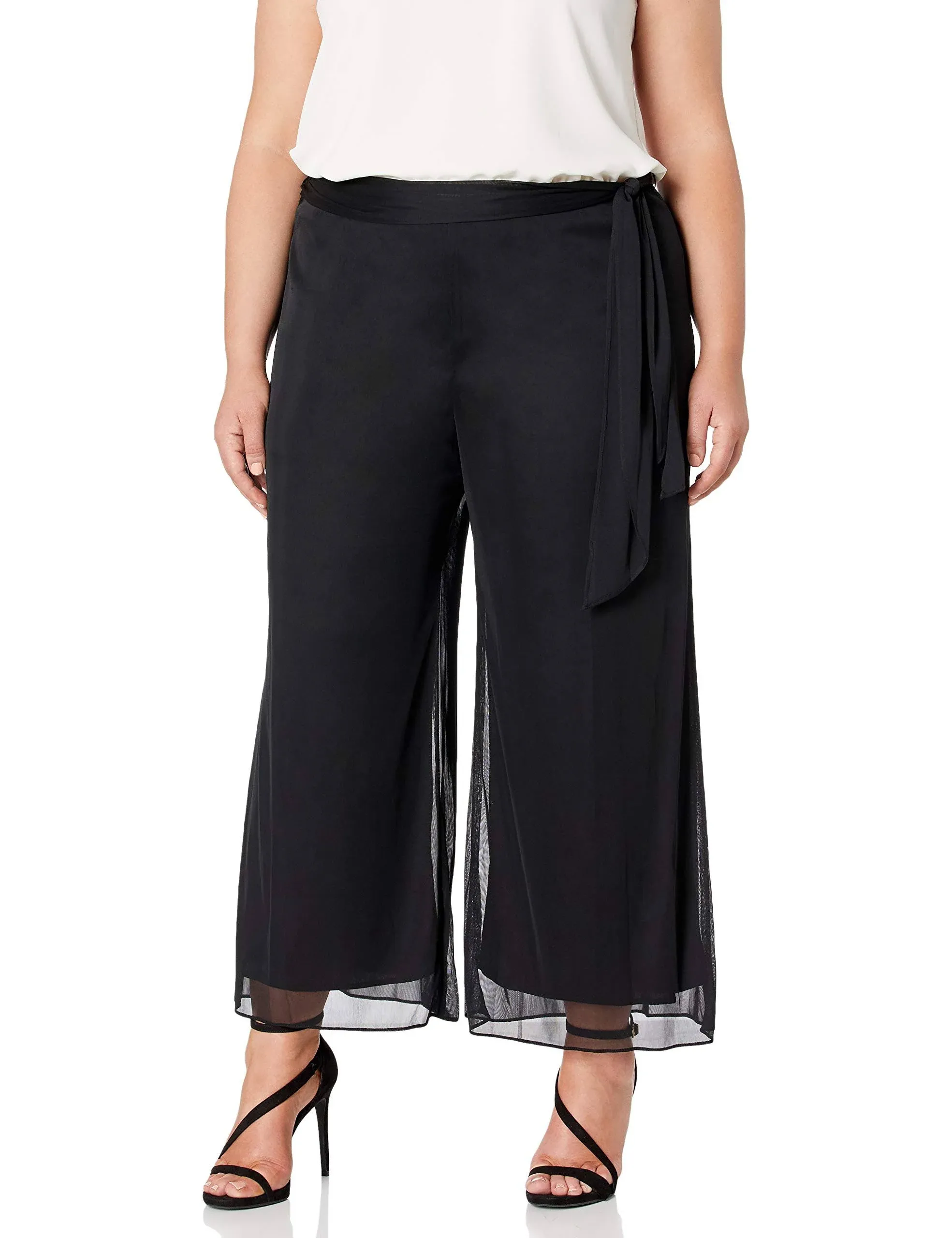 Alex Evenings Womens Black Wide Leg Pants Plus 2x