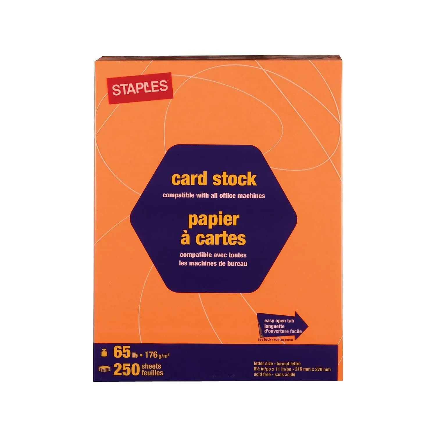 Staples 21107 8.5" x 11" Bright Yellow Brights Cardstock Paper - 250 ct