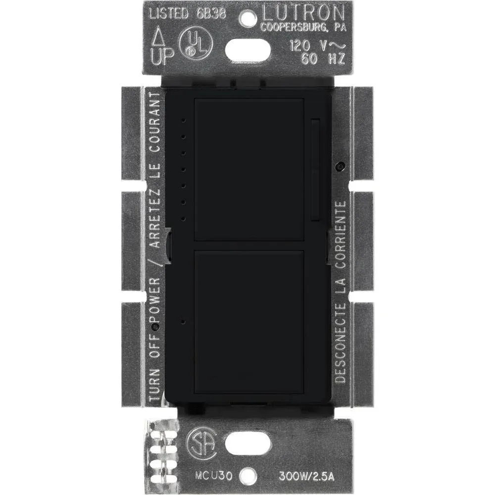 Lutron MA-L3S25 Maestro Single Pole Dual 300W Incandescent Dimmer / 2.5A Switch