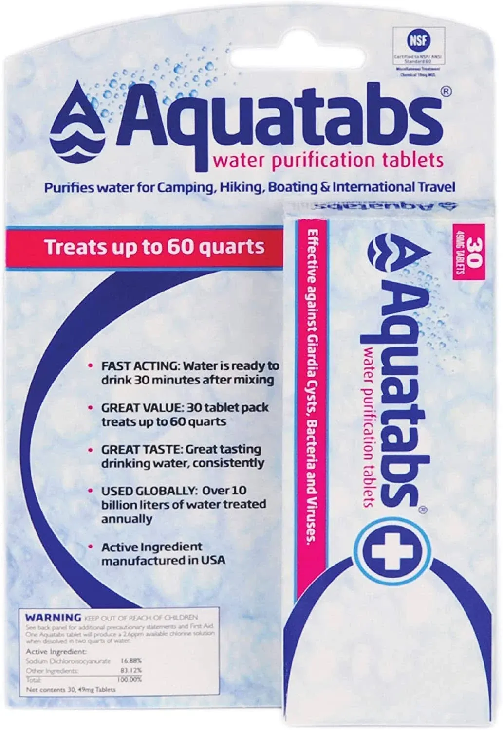 MSR Aquatabs Water Purficiation Tablets - 30 count