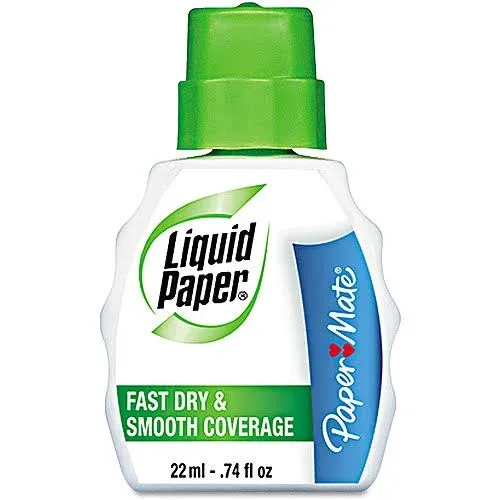 Paper Mate Liquid Paper Fast Dry Correction Fluid 22 ml Bottle White Dozen