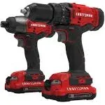 Craftsman CMCK210C2, V20 2 Herramientas Sin escobillas Combo Kit Taladro Juego NUEVO 2 bates -