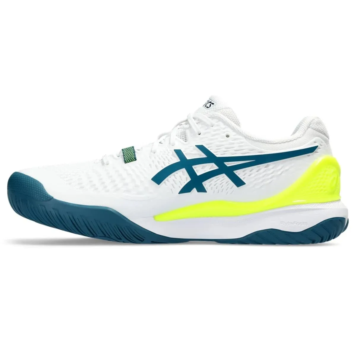 ASICS Men's Gel Resolution 9 Wide (2E) Tennis Shoes, White/Restful Teal, Size 8