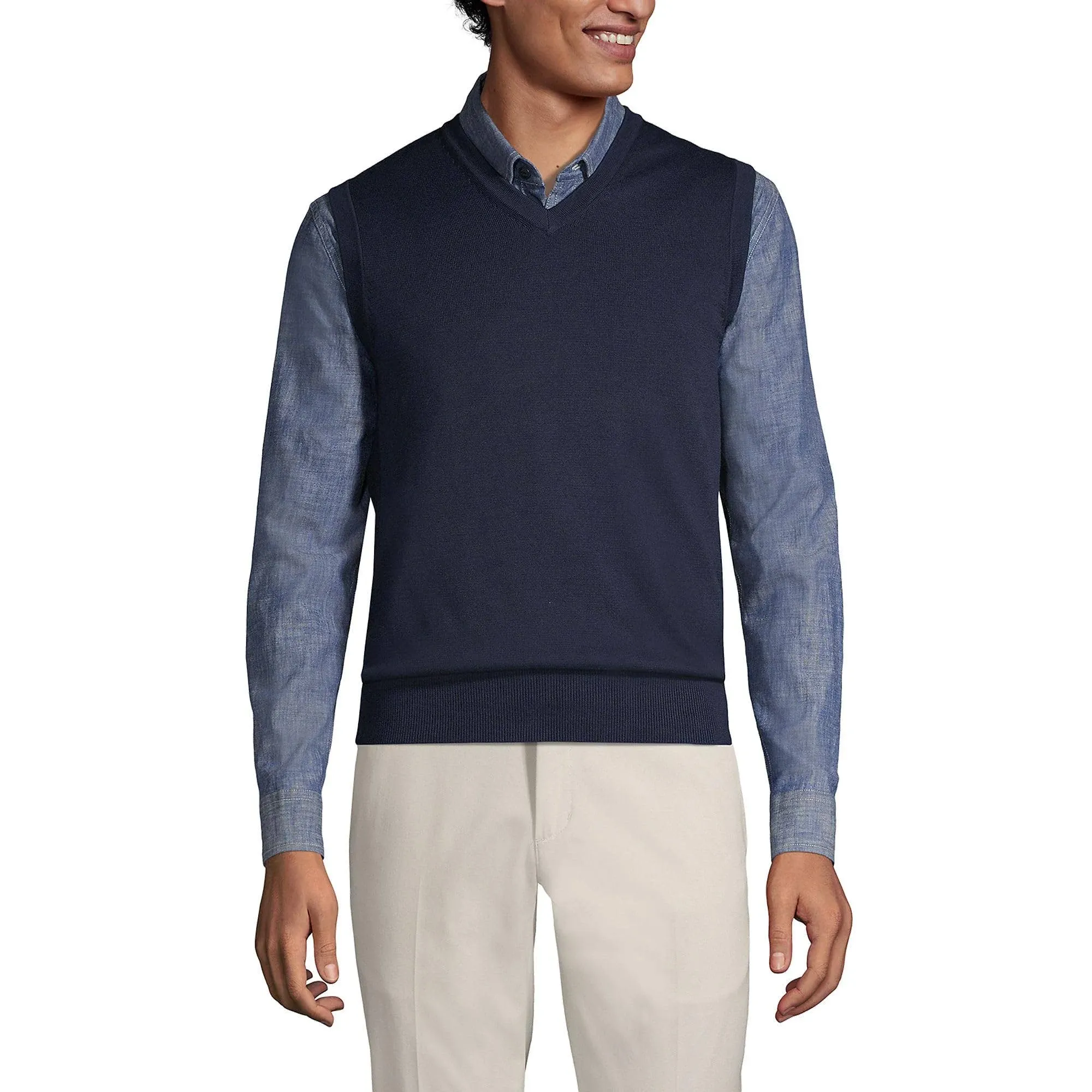 Lands' End Men's Fine Gauge Supima Cotton Sweater Vest