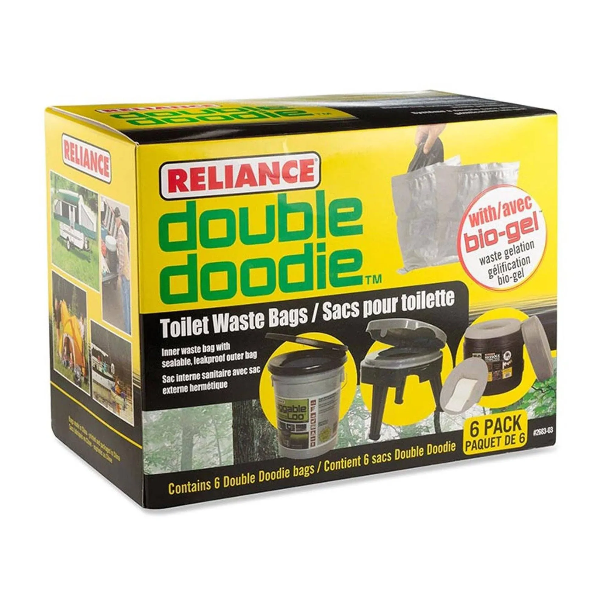 RELIANCE Double Doodie Toilet Waste Bags with Bio-Gel