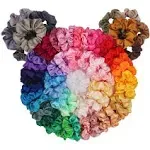 Pack of 60 BeeVines Satin Silk Scrunchies for Hair, Silky Curls Hair Accessories for Women, Hair Bobbles Ropes for Teenagers, Scrunchies Pack Girls Birthday Gift