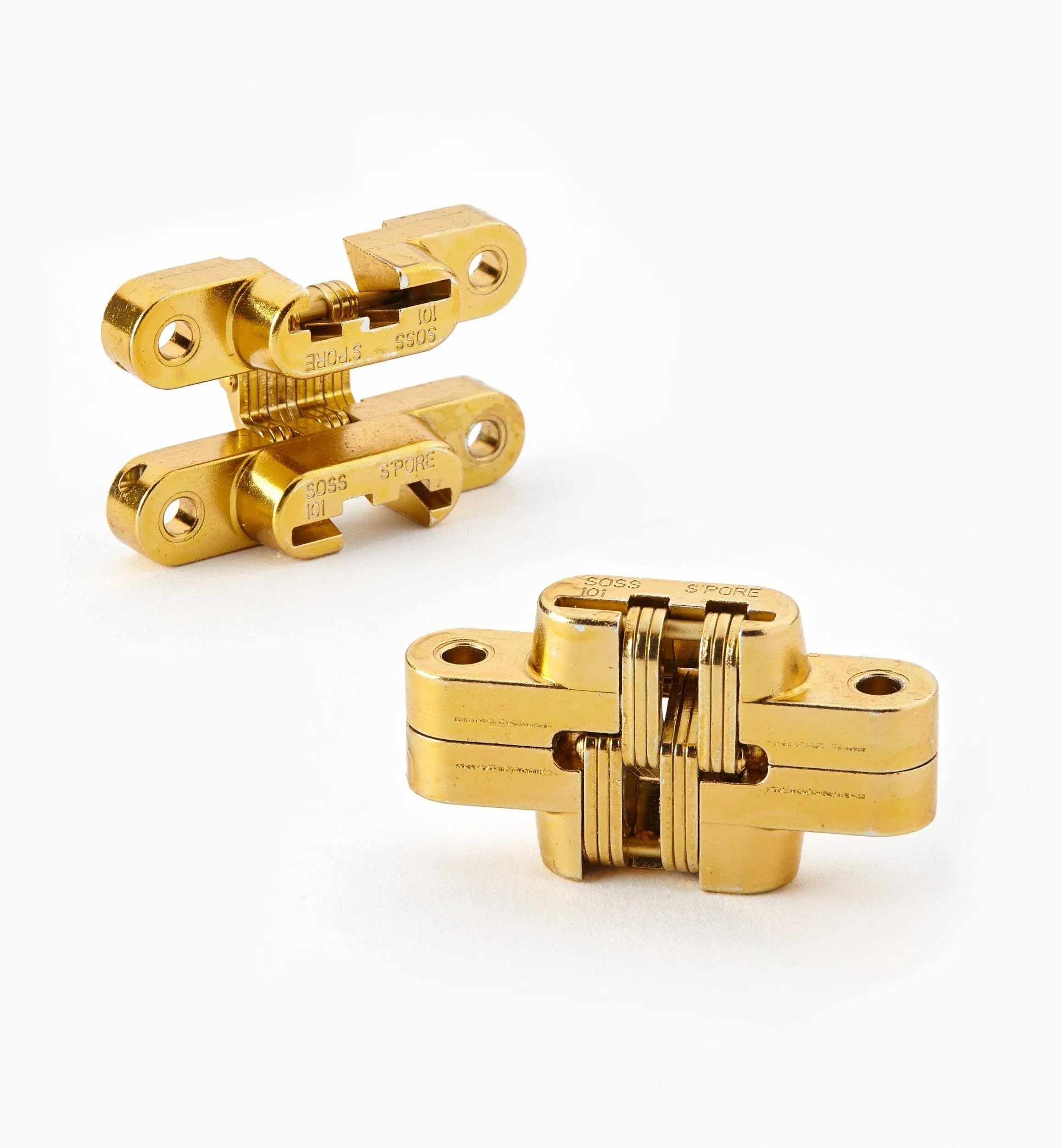 SOSS Concealed Hinge: Brass, 1 11/16 in Leaf Ht, 3/8 in Leaf Wd, 1 PR