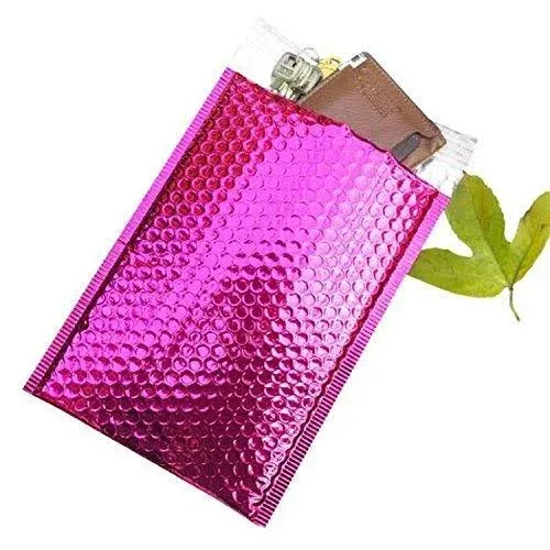 ProLine Glamour Metallic Pink Poly Bubble Mailers Envelopes Self Sealing Bags #000 4x8 Extra Wide (100)