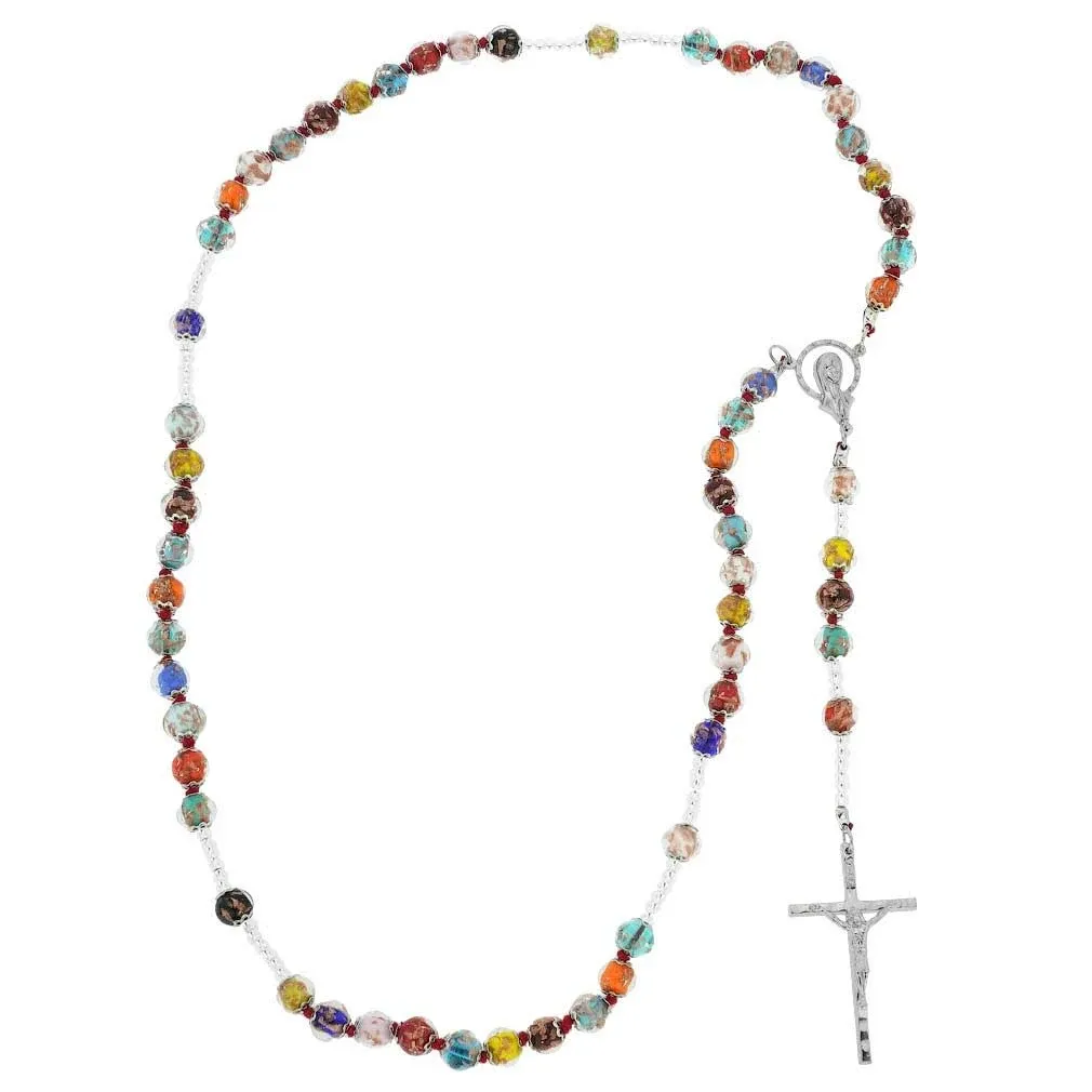 GlassOfVenice Murano Glass Sommerso Italian Rosary - Multicolor