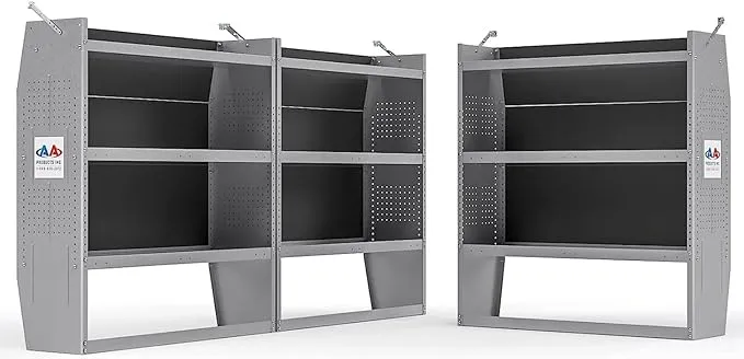 AA Products Inc. SH-4604(3) Steel Low/Mid/High Roof Van Shelving Storage System Fits Econoline, Transit, GM, NV, Promaster, Sprinter and Metris, Set of 3 Van Shelving Units 42" W x 46" H x 13" D