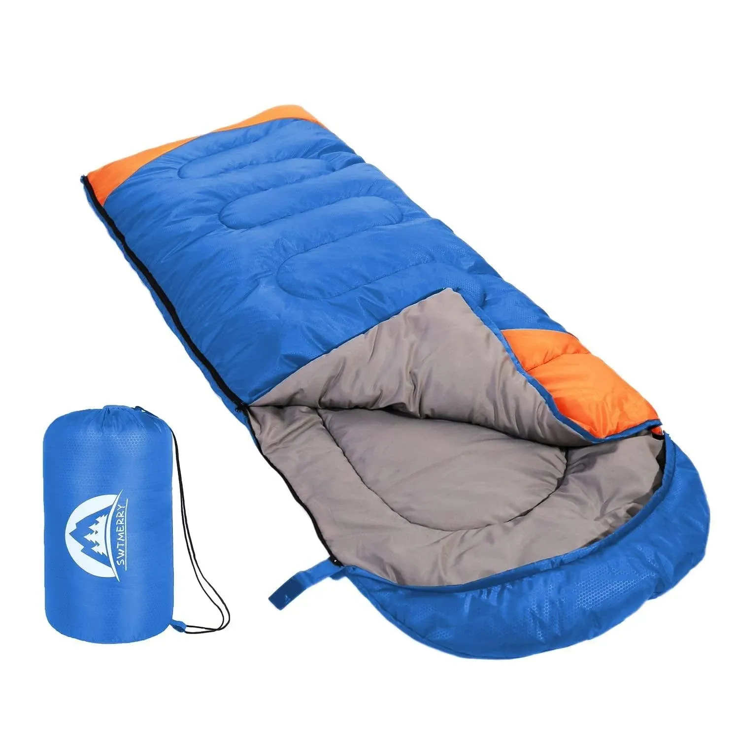 SLEEPING BAG for Kids Adults Camping Hiking Indoor Outdoor Blue Orange SWTMERRY