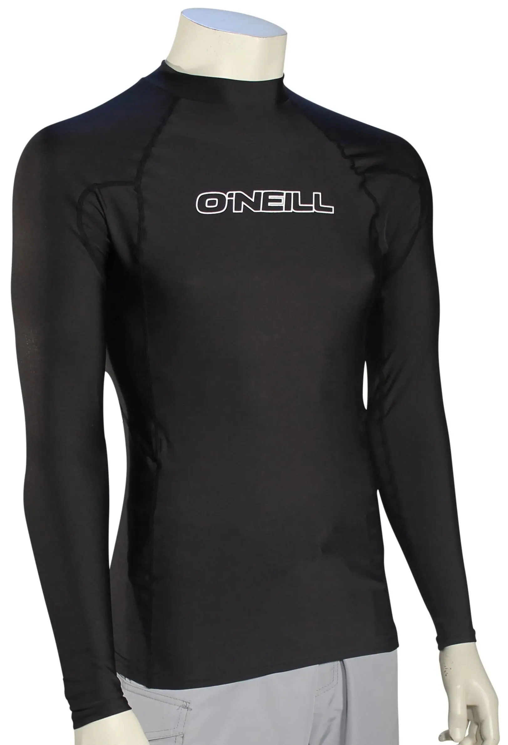 O'Neill Men's Basic Skins UPF 50+ Long Sleeve Rash Guard, Black, M