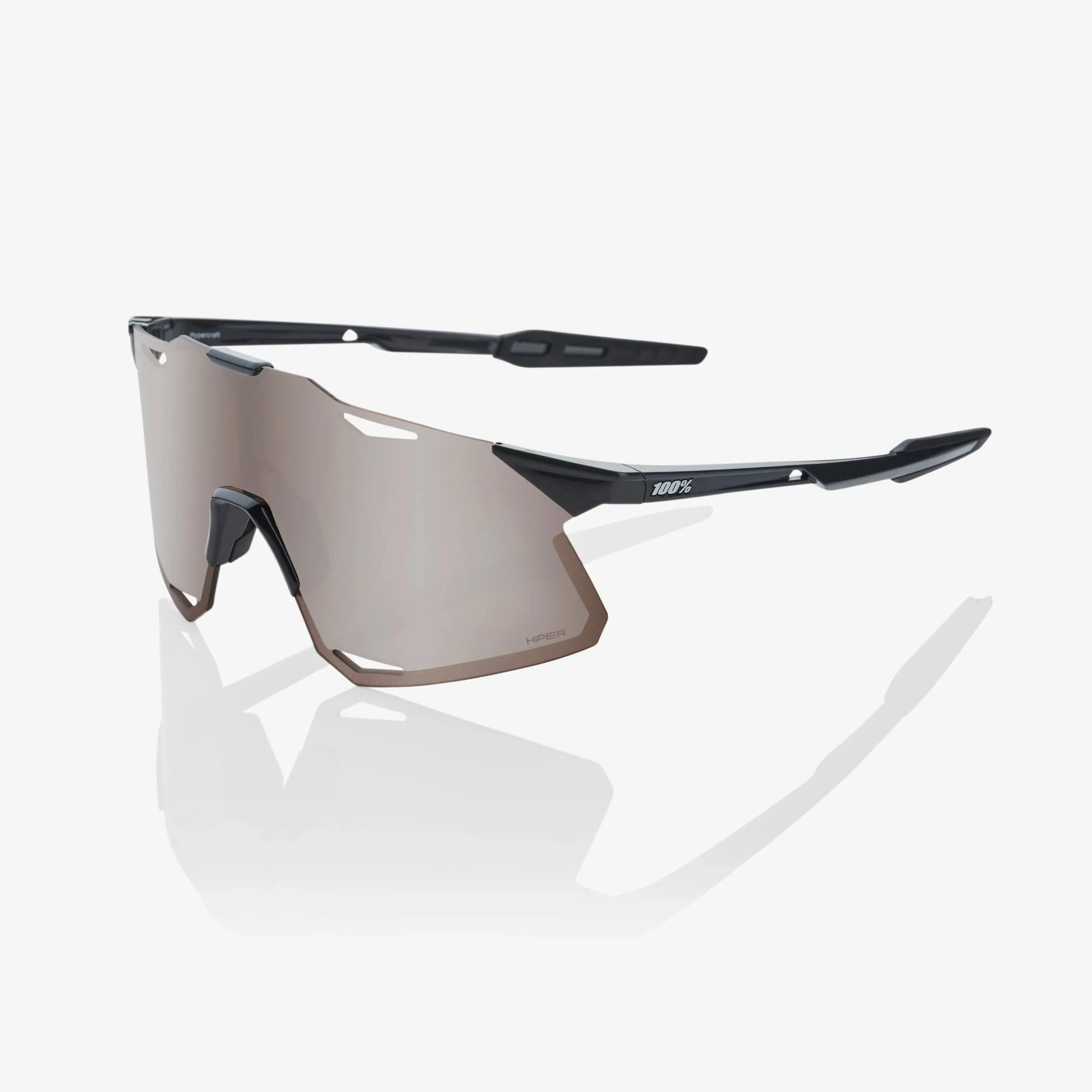 100% Hypercraft Sunglasses Gloss Black; HiPER Silver Mirror