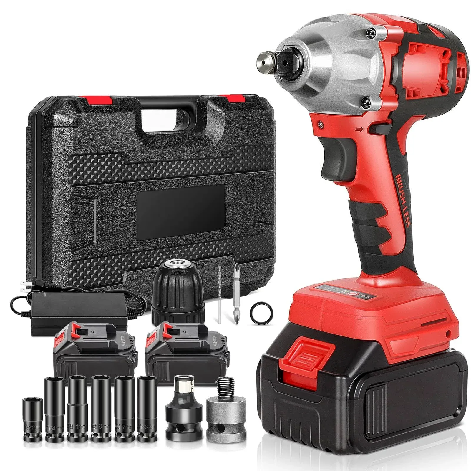 FAHKNS Cordless Impact Wrench 1/2 inch Brushless High Torque Wrenches 210 ft-lbs ...