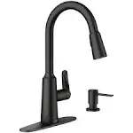 Moen Haelyn Single-Handle Pull-Down Kitchen Faucet ColorCue Temperature, Matte Black