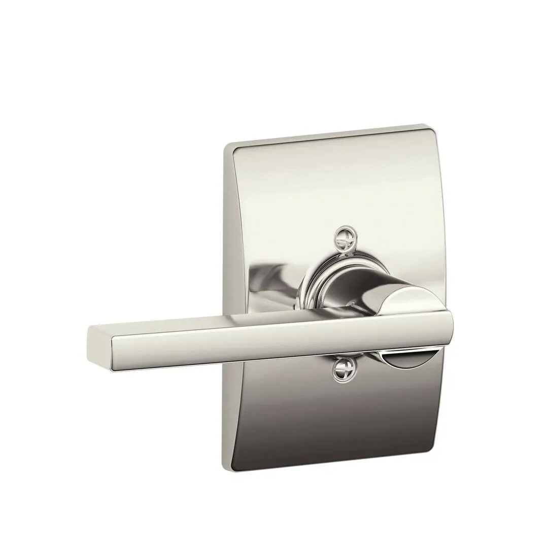 SCHLAGE Lock Company Latitude Lever with Century Trim Non-Turning Lock, Polished Nickel (F170 LAT 618 CEN)