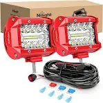 Nilight LED Light Bar 2PCS 60W 4Inch Triple Row Spot Flood Combo Lights w/Wiring