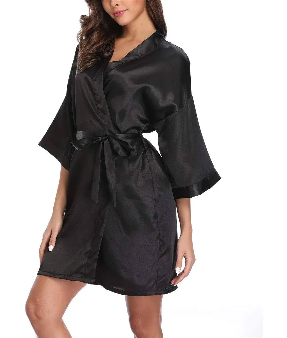 Women's Satin Kimono Robes Bridesmaid Wedding Robes Silky Bathrobes Summer Loungewear