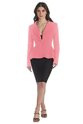 Hybrid & Company Women Double Notch Lapel Office Blazer JK43864-1073T-LIGHT CORA-2X