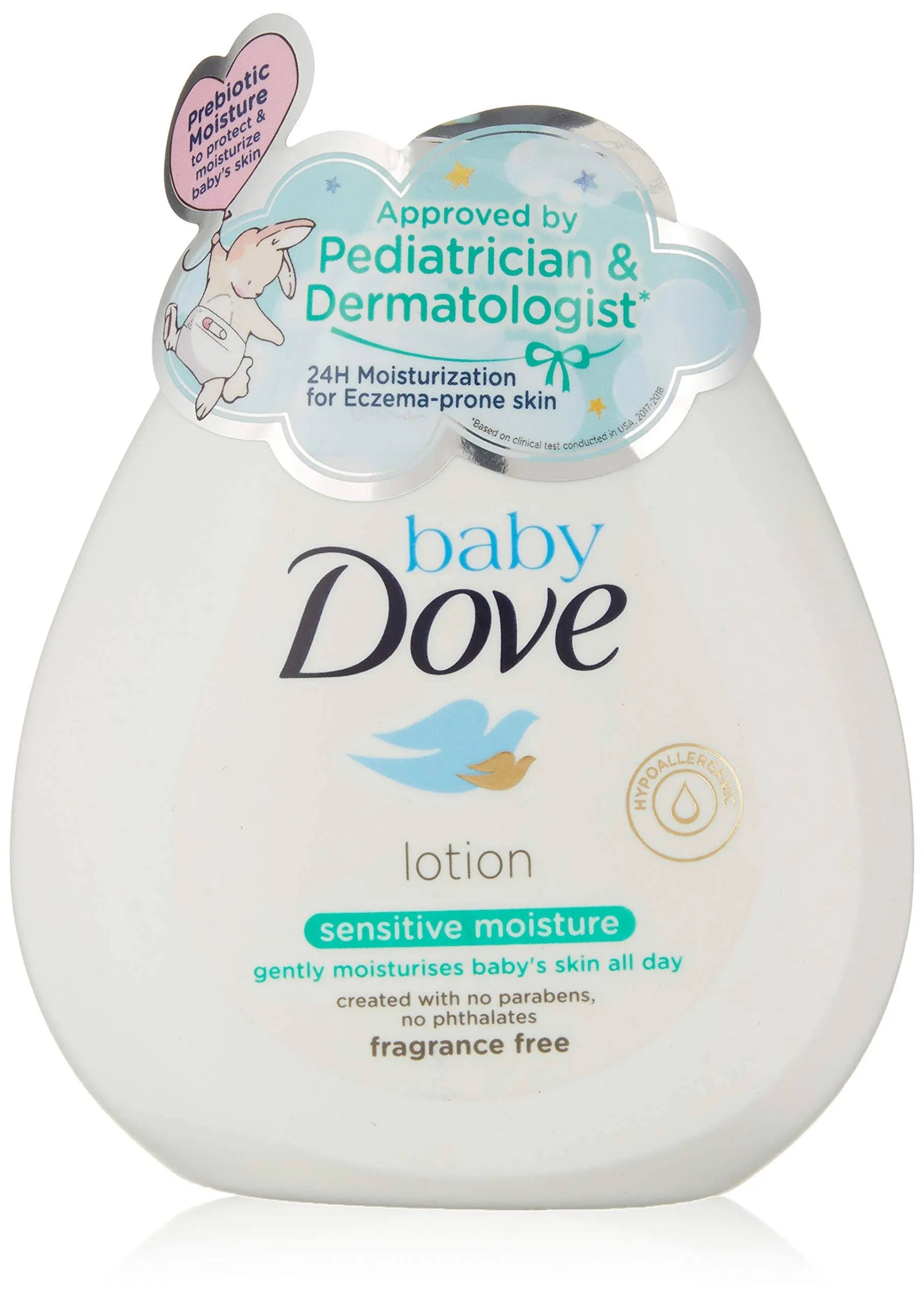 Dove Baby Sensitive Moisture Lotion, No Artificial Colorants, and Fragrance-Free