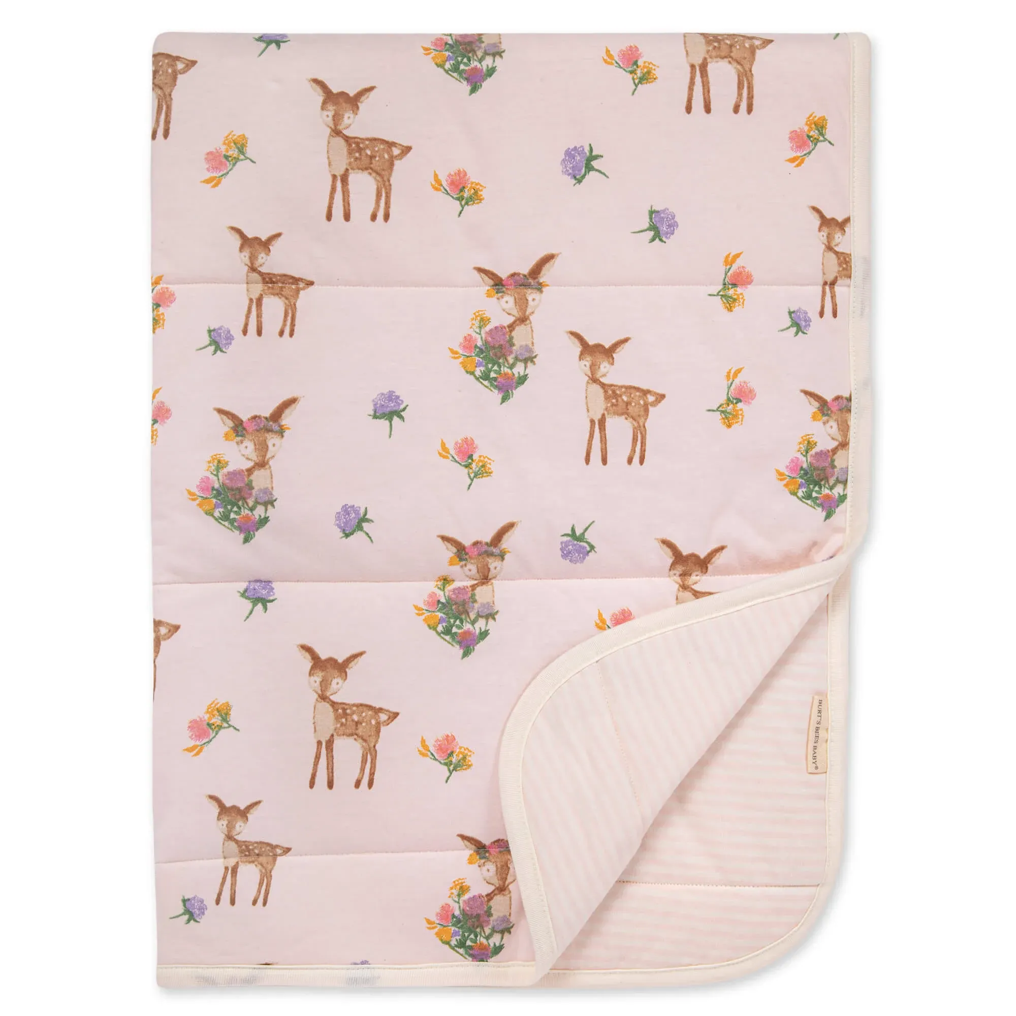 Burt's Bees Baby Sweet Doe Organic Cotton Reversible Jersey Baby Blanket in Dawn