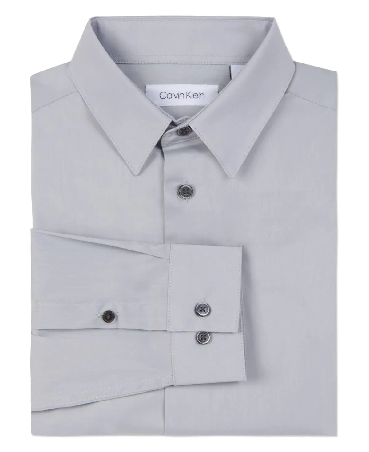 Calvin Klein Boys' Long Sleeve Slim Fit Dress Shirt, Button-Down Style with Cuffs & Shirttail Hem