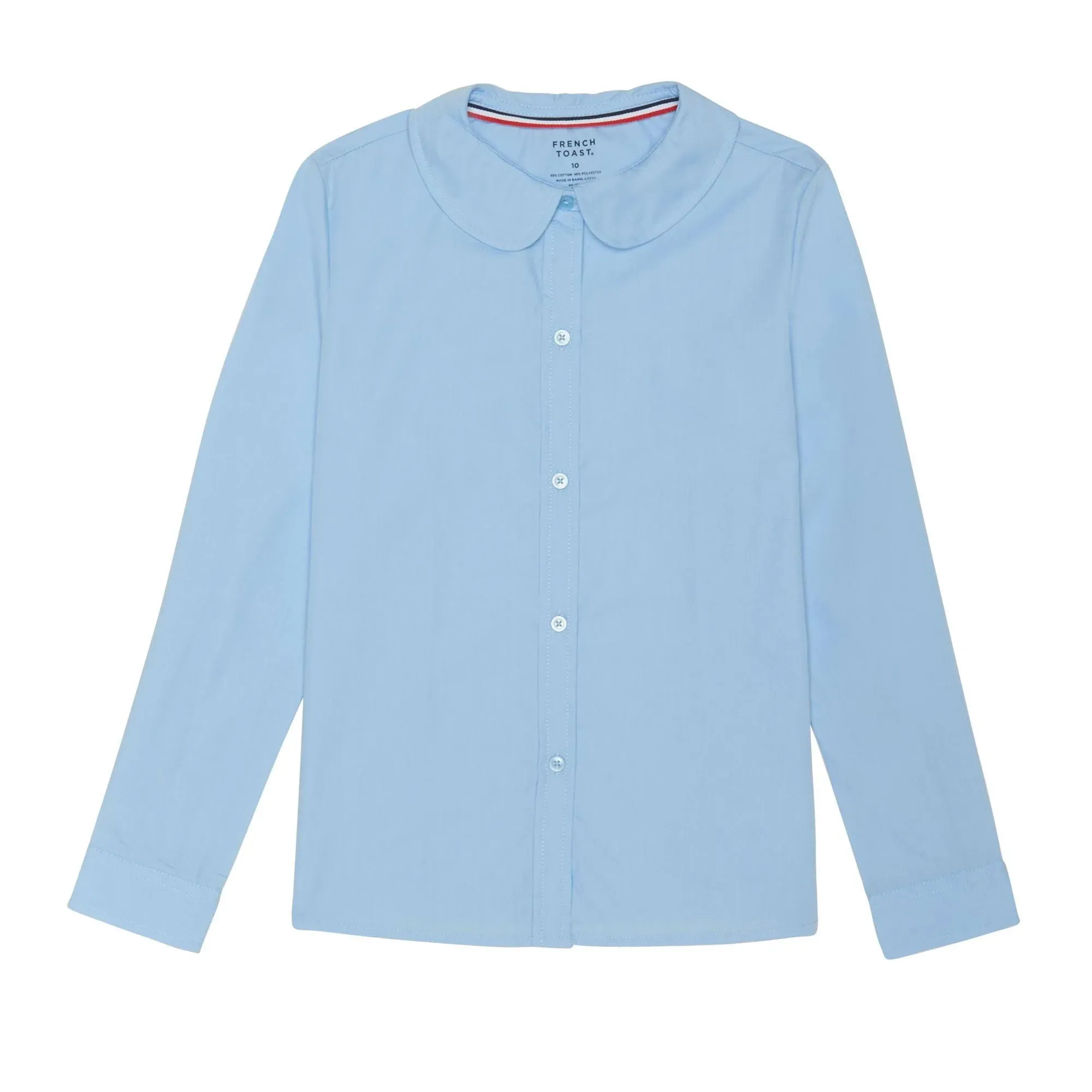 French Toast Girls Long Sleeve Modern Peter Pan Collar Blouse, Blue, 18.5 Plus ...