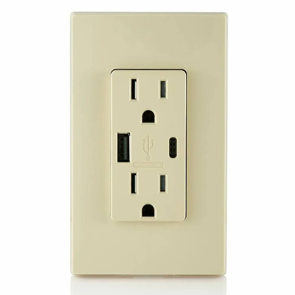 Leviton Decora 15 Amps 125 Volt Black Outlet and USB Charger 5-15R