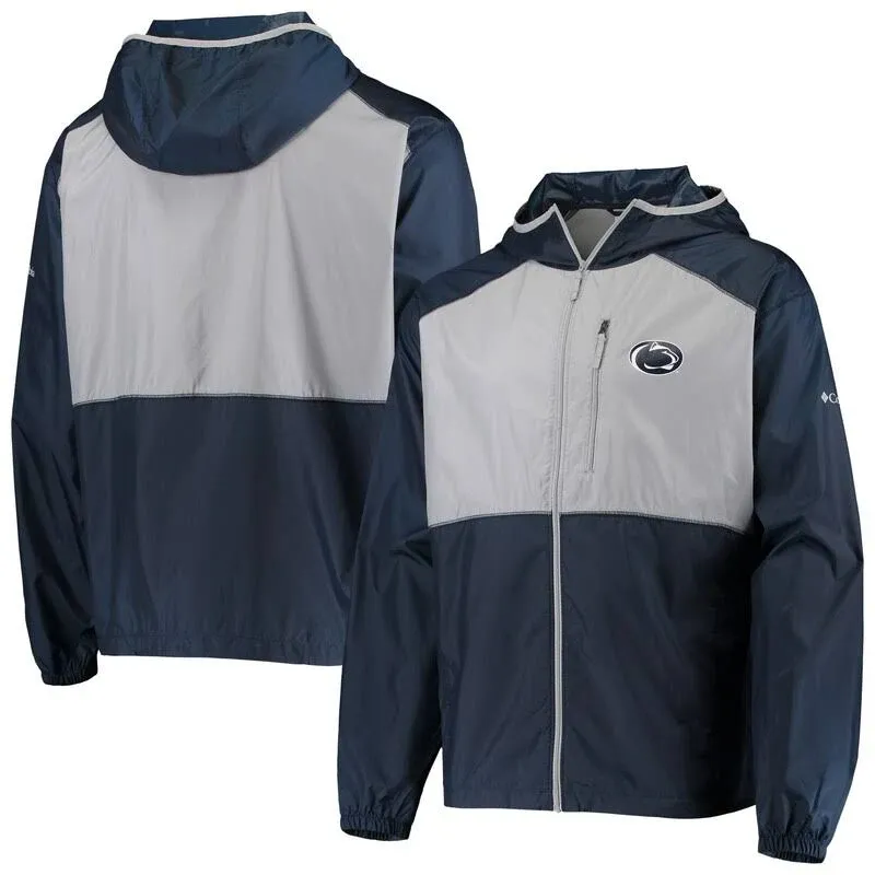 Men's Columbia Navy/Gray Penn State Nittany Lions Flash Forward Hoodie Full-Zip ...