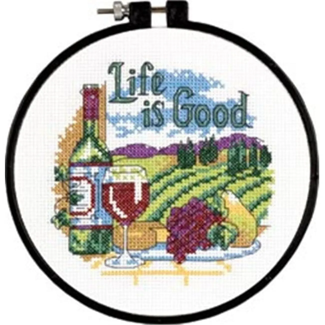 Dimensions Cross Stitch Kit Learn-A-Craft Counted 6" Round Life Is Good 14 Count