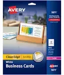 Avery Clean Edge bedruckbare Visitenkarten mit Sure Feed Technologie, 5,1 x 8,9 cm, weiß, 200 Blanko-Karten für Laserdrucker (5871)