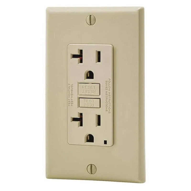 Leviton N7899-I Slim GFCI Outlet With Wallplate Ivory 