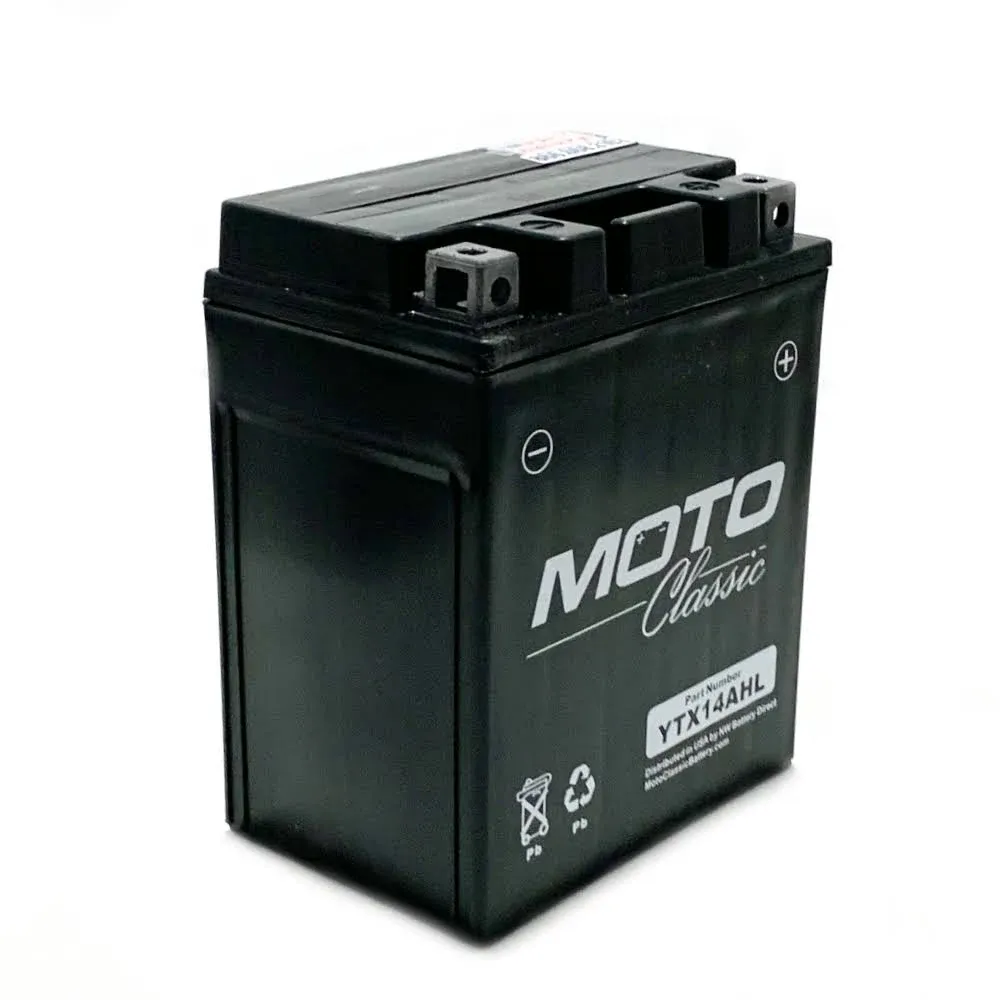 Moto Classic Ytx14Ahl 12V 14Ah Sealed AGM 230cca 30 Mo Warranty Motorcycle ATV ...