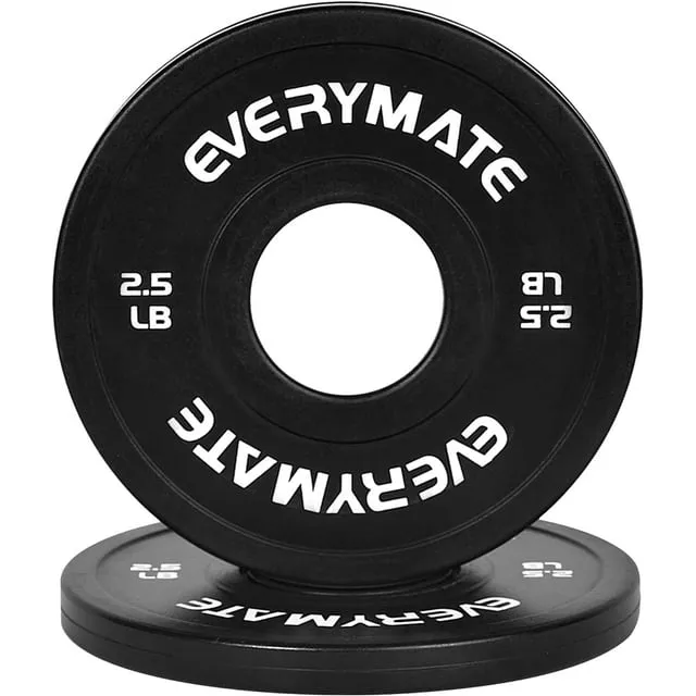 EVERYMATE Black Change Weight Plates 5LB Fractional Plate Olympic Bumper Plates for Cross Training Bumper Weight Plates Steel Insert Strength Training Weight Plates（2.5LB*2）