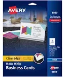 Avery Print-to-the-E<wbr/>dge 2-Sided Clean Edge Business Card Inkjet 2x3 1/2 Wht