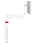 Sleek Socket 6 Outlet Surge Protector for Inverted Outlets, Ultra-Thin Outlet Concealer with Cord Concealer Kit, 6-Foot Cord, Un